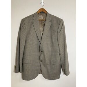 Ing Loro Piana‎ Sport Coat Mens 46R Brown Beige Plaid Jacket Wool Blazer